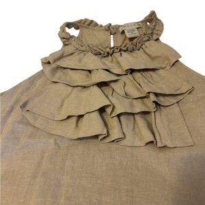 Tweeds Tan Ruffle Blouse